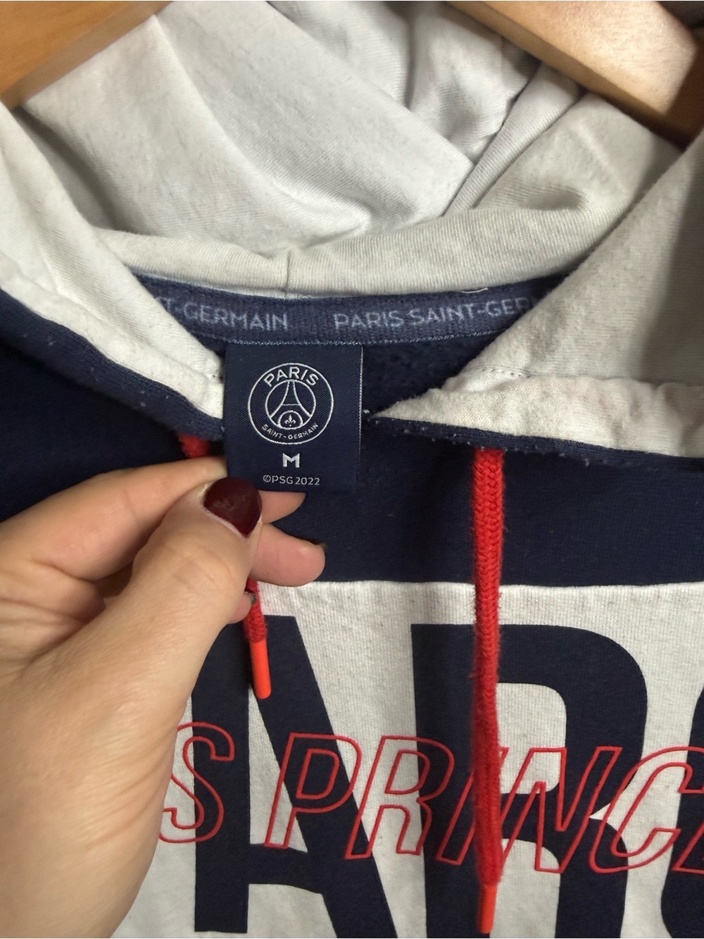 Nike Paris Saint-Germain PSG French Terry Hoodie Navy/Red Sz M - Picture 3 of 4